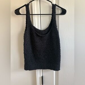 SKIMS Fuzzy Black Textured Women's Tank Top